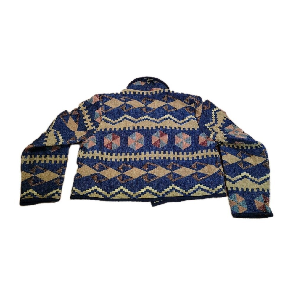Vintage Womens Southwestern Aztec Tapestry Jacket Size L Cropped Geometric - Picture 7 of 10
